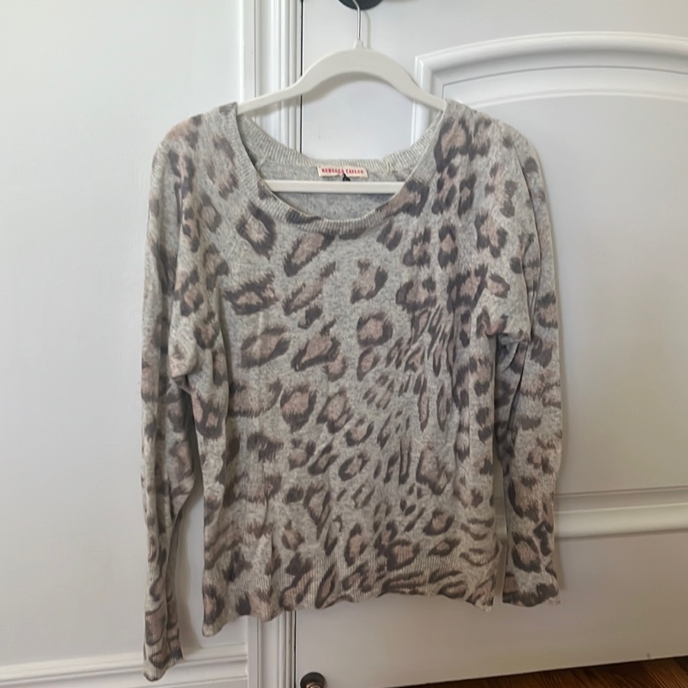Rebecca Taylor size small cashmere leopard print sweater